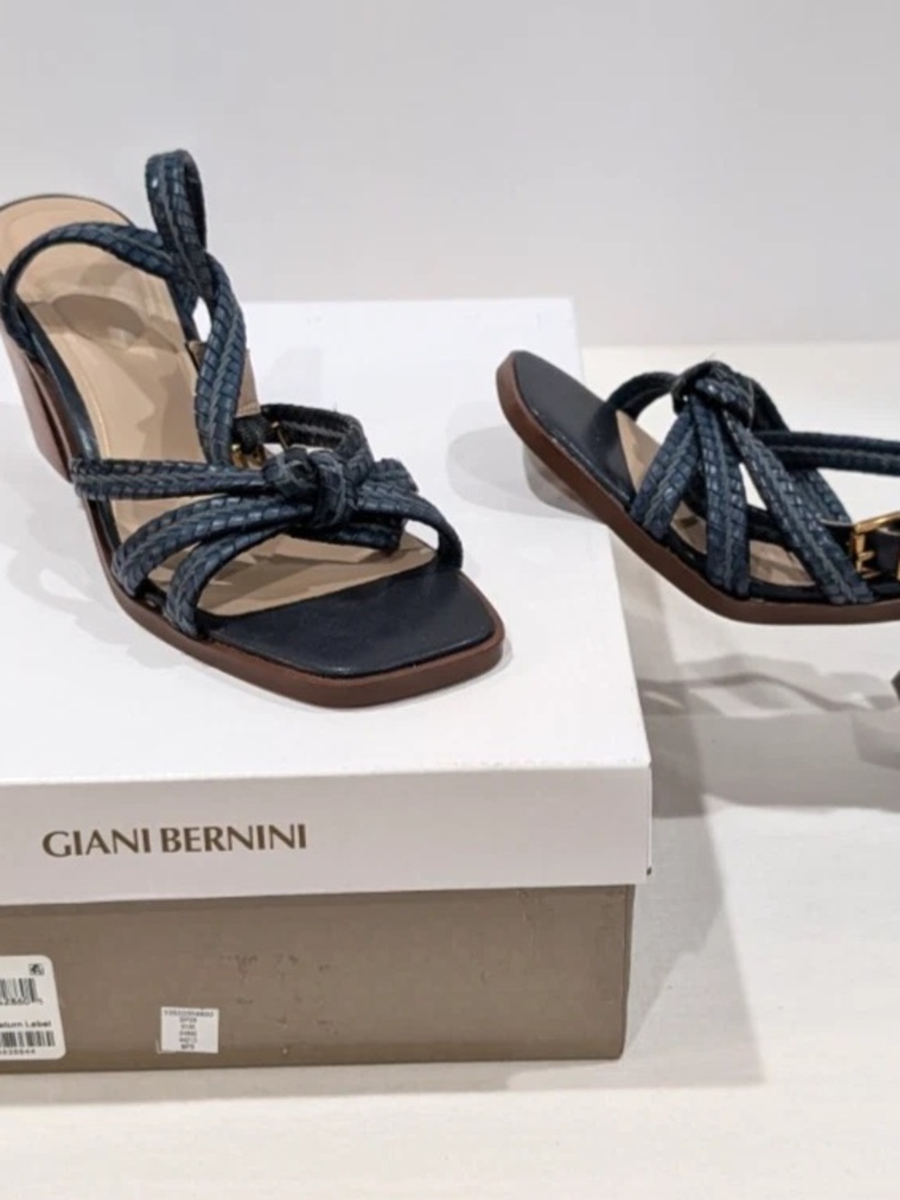 Giani Bernini Navy Braided Knot Heeled Sandals